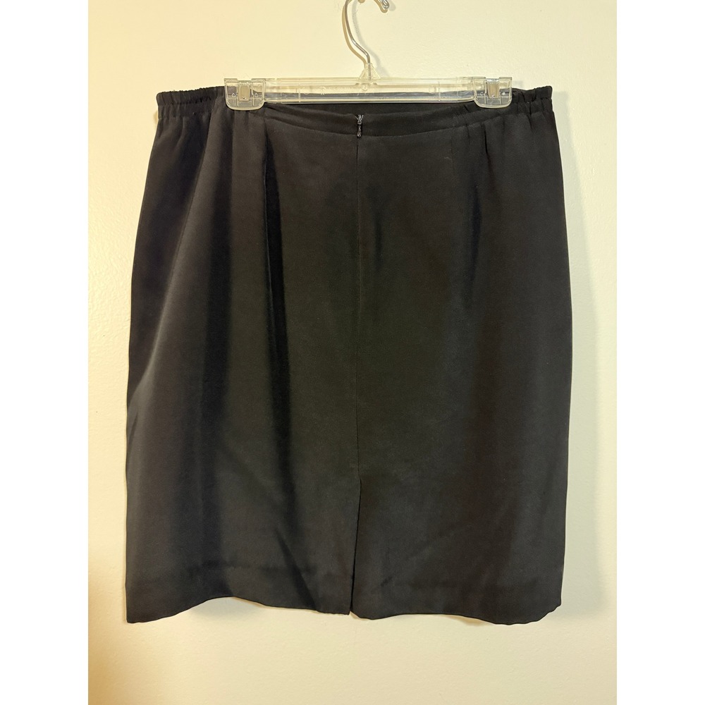 Sephine Chaus Pencil Skirt Women 14 Black 100% Silk Lined Knee Length Career - Picture 2 of 5
